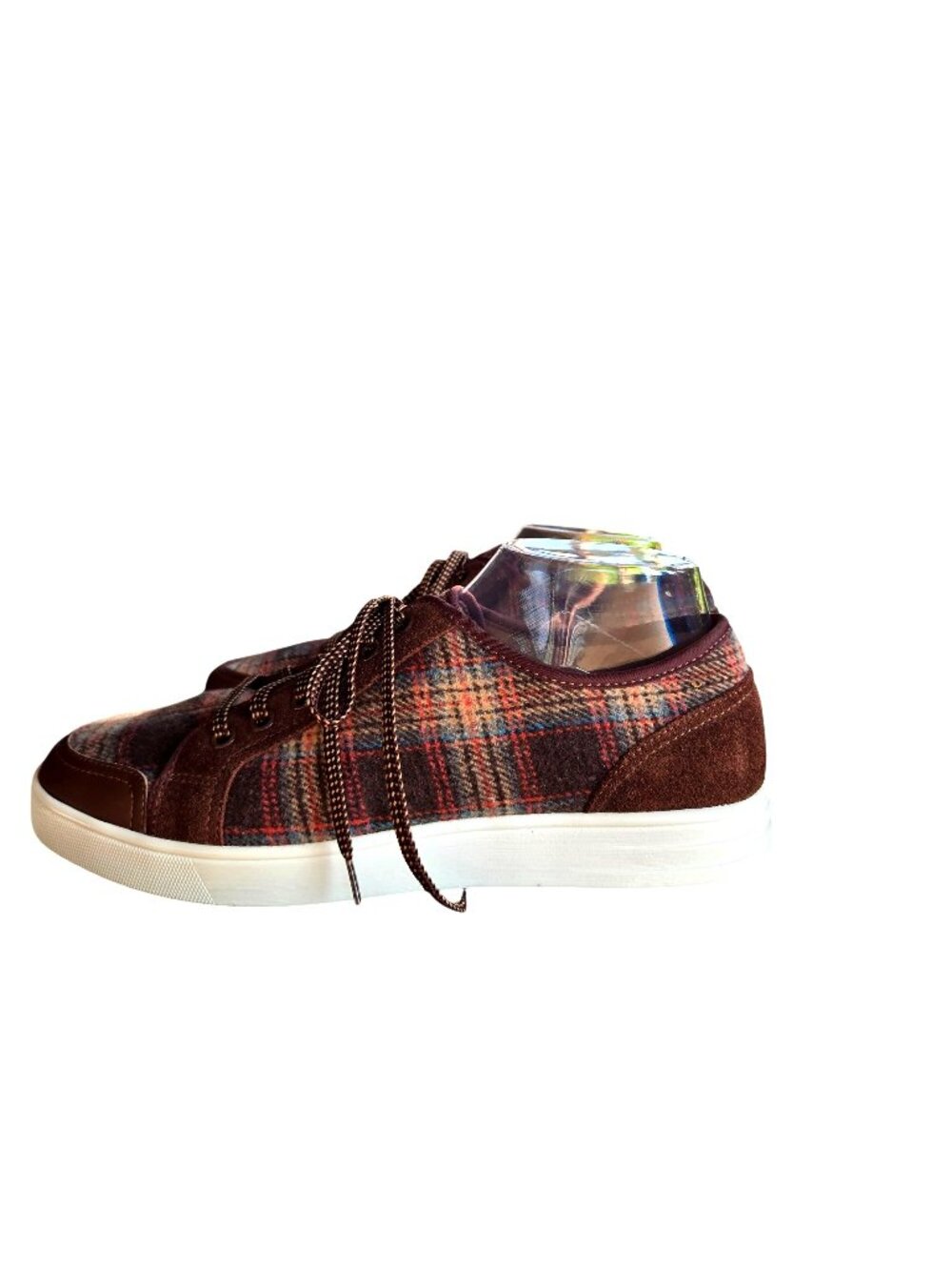 Traq by Alegria Lyric Sneakers Brown Plaid Flannel Comfort Shoes Size 10